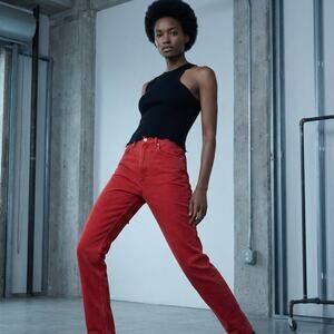Helmut Lang High Waist Spikes Jeans in Red Oxidize stone size 28 made in Italy